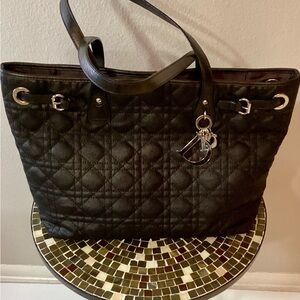 Dior Black Quilted Tote Bag